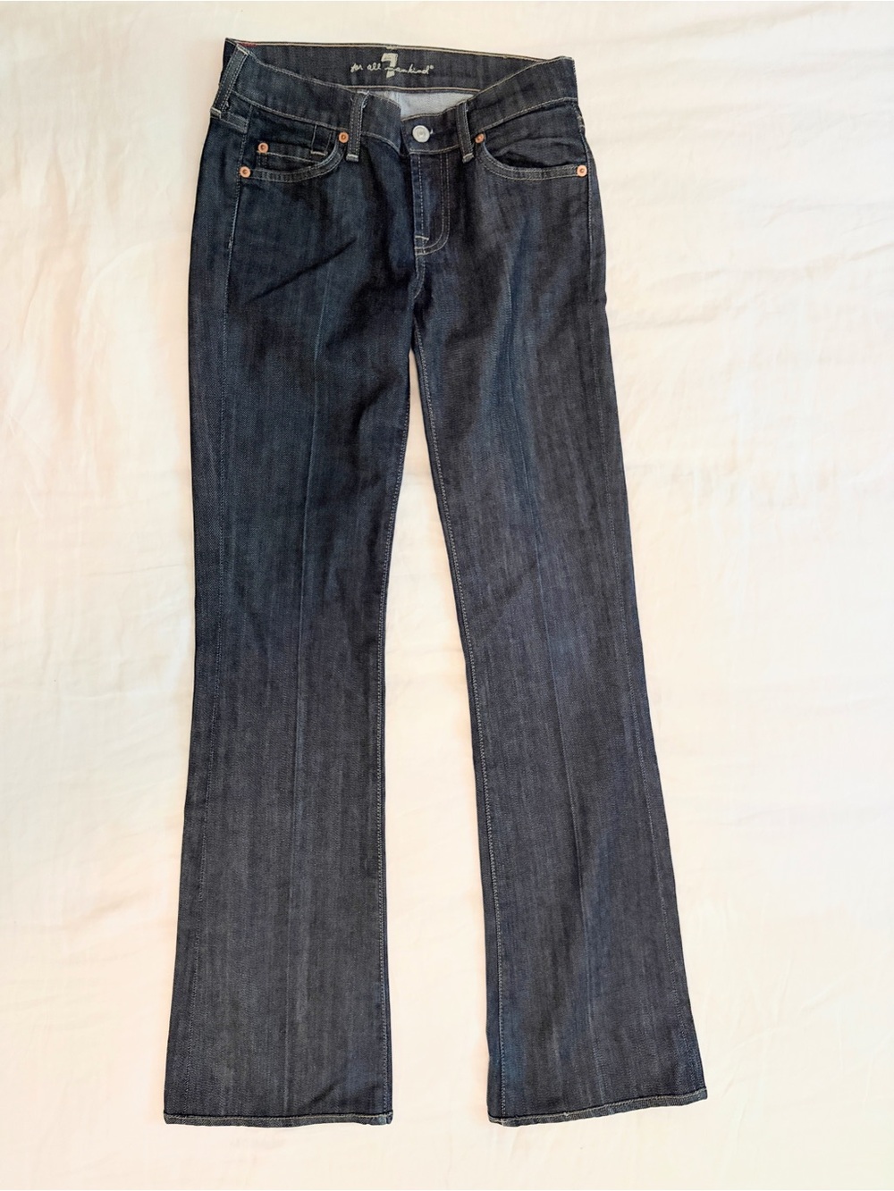 7 For All Mankind Dark Wash Low Rise Bootcut Jeans Size 25 Vintage Y2